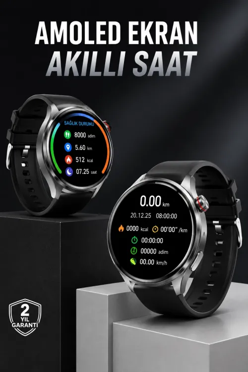 Akıllı Saat Bluetooth Bağlantılı Amoled Ekran Uyku Ve Sağlık Takibi