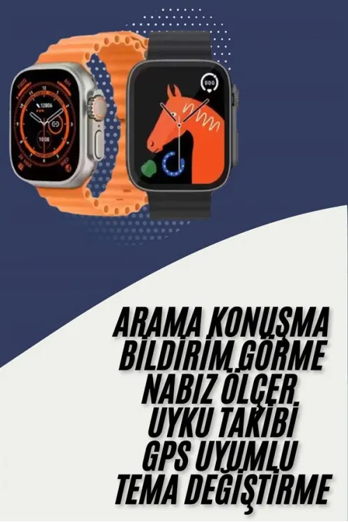 Akıllı Saat Kordon Hediyeli Güçlü Batarya Kapasiteli Titreşimli Bildirim Görme Unisex