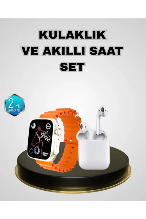 Akıllı Saat Ve Kablosuz Kulaklık İos Android Uyumlu Teknoloji Seti