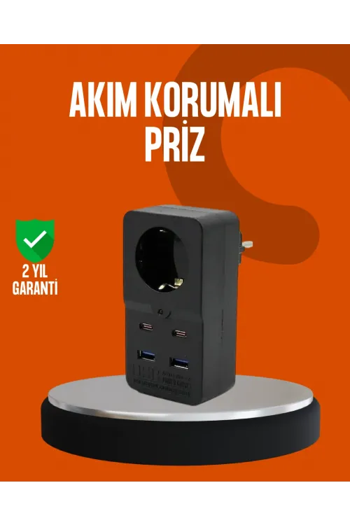 Akım Korumalı Priz 4 Usb Type C Destekli Yüksek Isı Dayanımlı