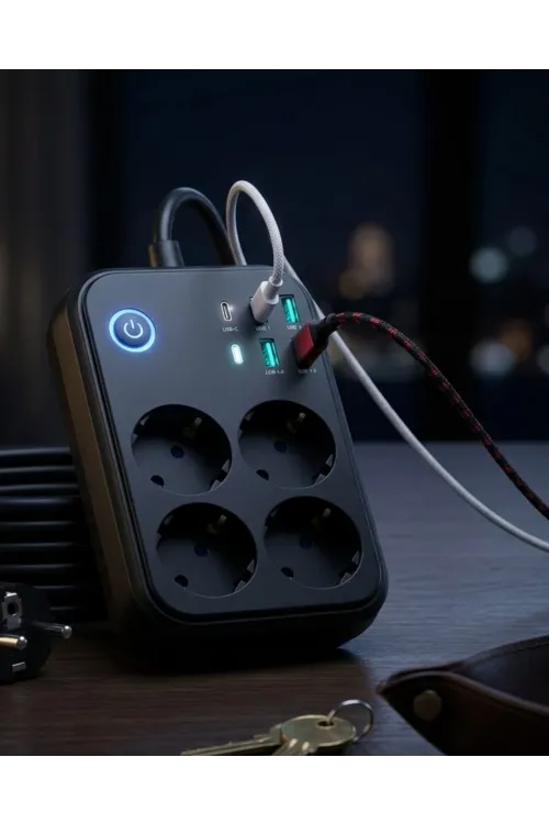 Akım Korumalı Uzatma Prizi 4 Usb 2 Type C Dayanıklı Ve Güvenli Tasarım