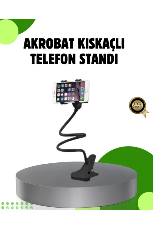 Akrobat Masaüstü Mandallı Telefon Tutucu 360 Derece Dönebilen
