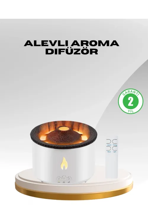 Alev Efektli Aromaterapi Difüzörü – 360 Ml Su Hazneli, Sessiz Ve Zaman Ayarlı