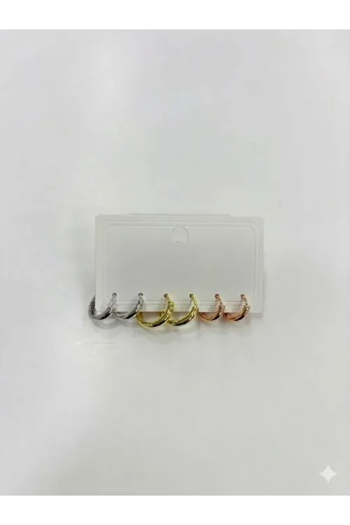 Altılı Çok Renkli  Halka Küpe - Kp00605