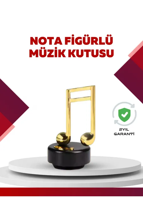 Altın Nota Temalı Müzik Kutusu  Müzikli Hediyelik