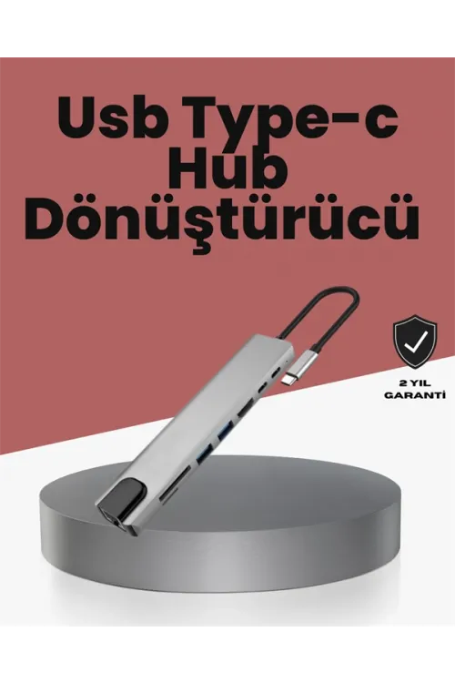 Alüminyum Gövdeli Type‑c Hdmı & Ethernet Adaptör – Tak & Çalıştır