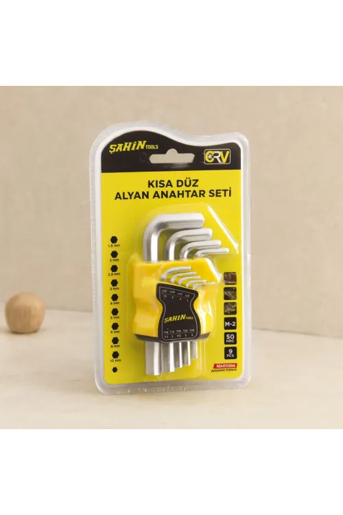 Alyan Anahtar Seti 9 Parça Kısa Düz (1.5–10 mm)