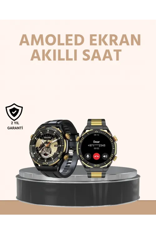 Amoled Ekran Akıllı Saat Uyku Nabız Adım Ölçer Su Geçirmez