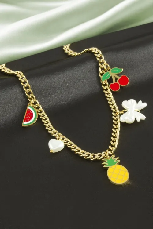Ananas Karpuz Kiraz Lüks Çelik Kolye