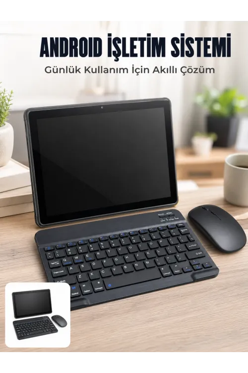 Android Tablet Bluetooth Klavye Mouse Seti Sım Kart Girişi Kablosuz Bağlantı Ve Günlük Kullanıma Uygun