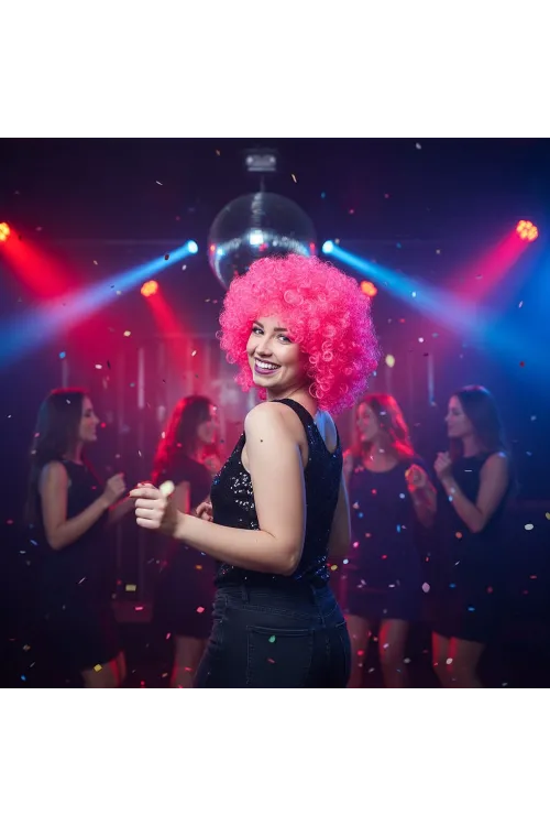 Animasyon Parti Ve Palyaço Peruğu - Neon Pembe