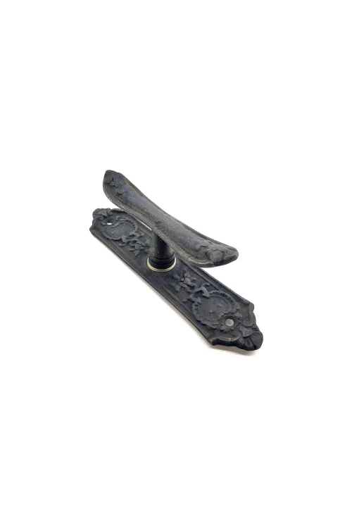 Antika Tarz Dekoratif Pirinç Çiçekli Pencere Kolu - 165x38 mm, Oksit