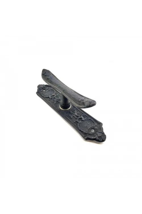 Antika Tarz Dekoratif Pirinç Çiçekli Pencere Kolu - 165x38 Mm, Oksit