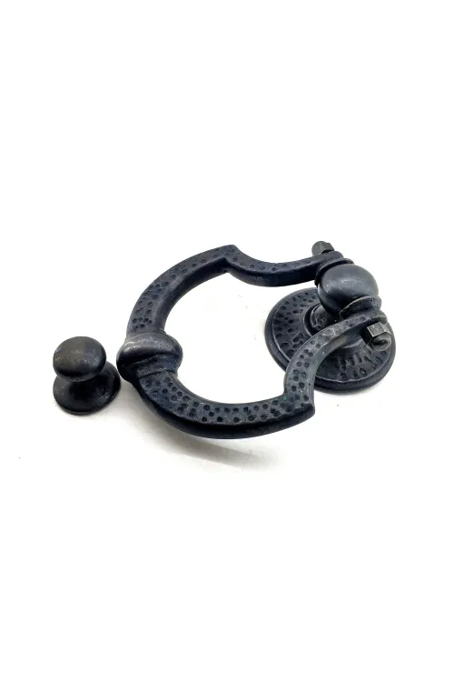 Antika Tarz Dekoratif Pirinç Dövme Kapı Tokmağı, Taktak - 150x105 mm, Oksit