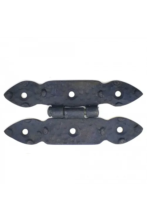Antika Tarz Dekoratif Pirinç Düğmeli Menteşe - 117x57 Mm, Oksit