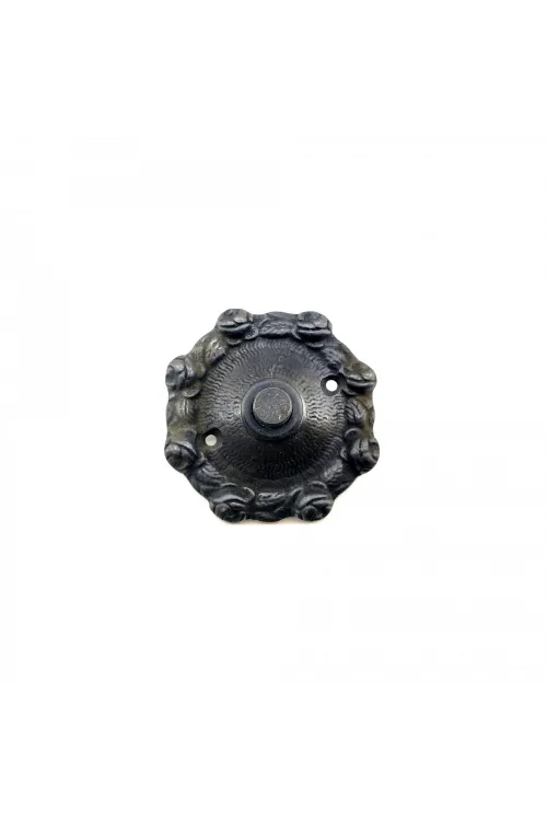 Antika Tarz Dekoratif Pirinç Güllü Kapı Zili - 75mm, Oksit