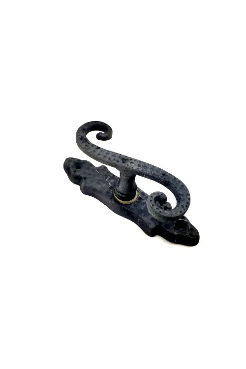 Antika Tarz Dekoratif Pirinç Kıvrık Pencere Kolu - 130x33 mm, Oksit