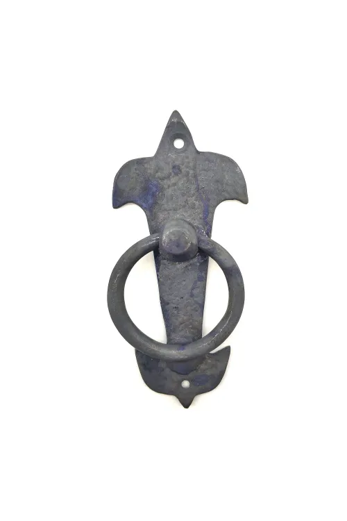 Antika Tarz Dekoratif Pirinç Lale Kapı Halkası - 165x70mm, Oksit