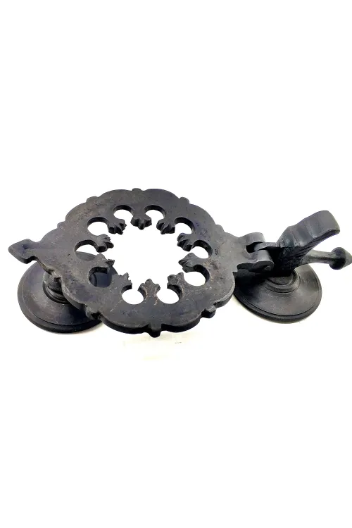 Antika Tarz Dekoratif Pirinç Osmanlı Kapı Tokmağı, Taktak - 265x75mm, Oksit