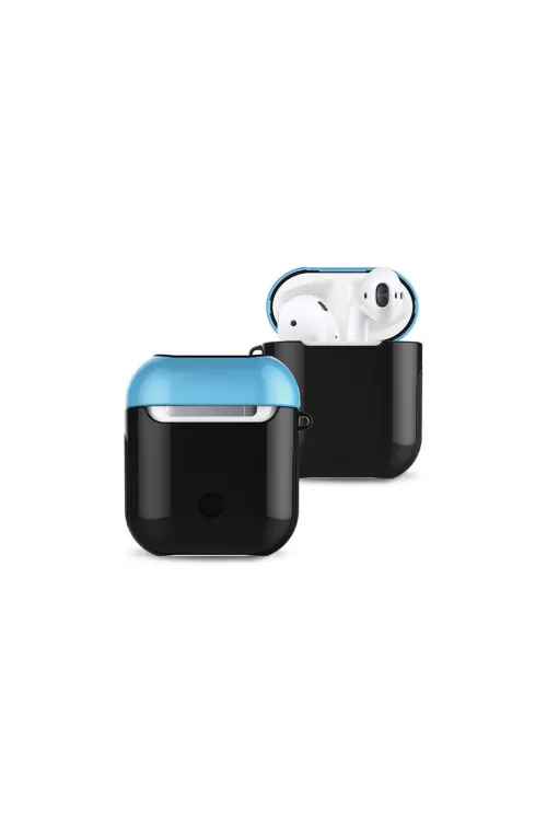 Apple Airpods 2 (2.nesil) 3in1 Kılıf - Siyah-mavi