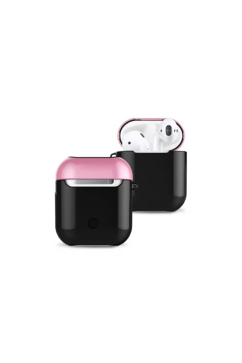 Apple Airpods 2 (2.nesil) 3in1 Kılıf - Siyah-pembe