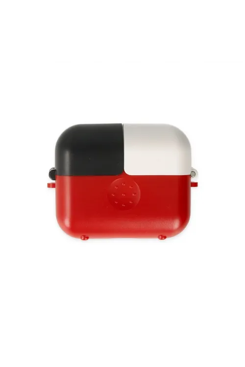 Apple Airpods 3 (3.nesil) Basmalı Kılıf - Kırmızı-siyah-beyaz