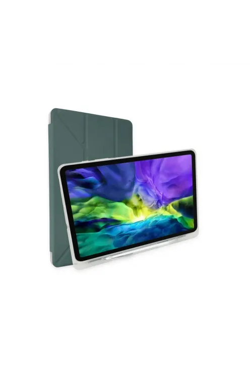 Apple İpad 10.2 (8.nesil) Kılıf Kalemlikli Mars Tablet Kılıfı - Koyu Yeşil