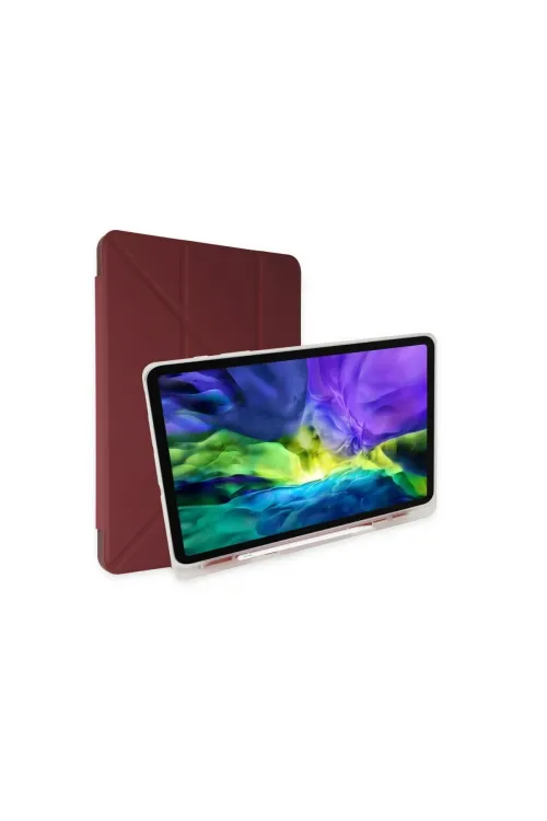Apple İpad 2022 10.9 (10.nesil) Kılıf Kalemlikli Mars Tablet Kılıfı - Mürdüm