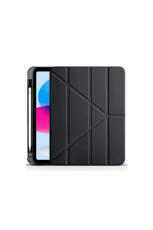 Apple İpad 2022 10.9 (10.nesil) Kılıf Kalemlikli Mars Tablet Kılıfı - Siyah