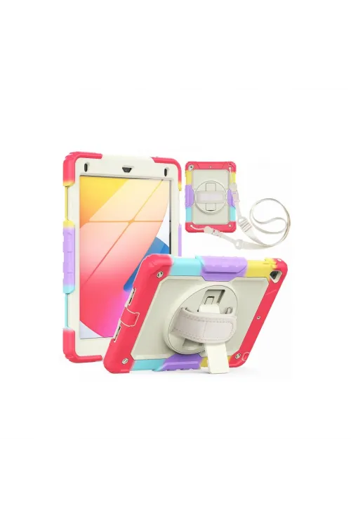 Apple İpad 5 Air 9.7 Kılıf Tablet Rainbow Kapak - Kırmızı