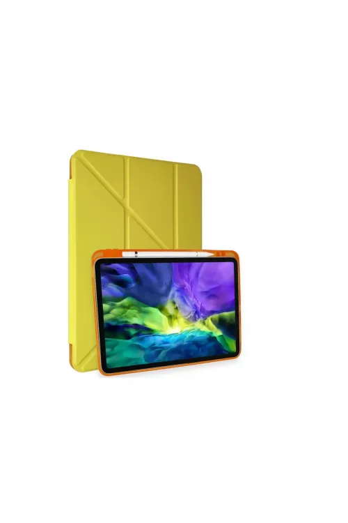 Apple İpad Pro 11 (2018) Kılıf Kalemlikli Mars Tablet Kılıfı - Açık Sarı