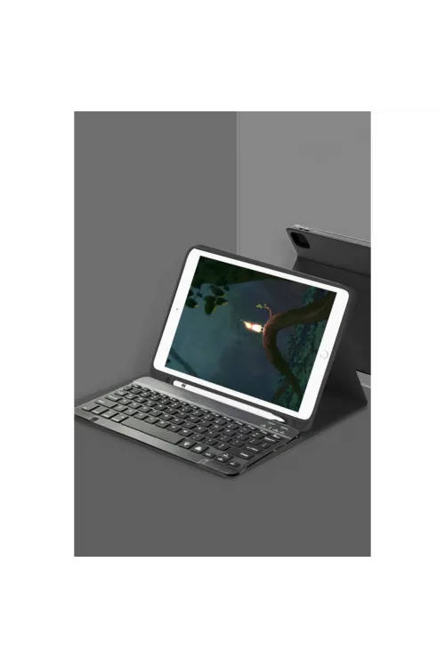 Apple İpad Pro 12.9 (2024) Kılıf Kc01 Smart Klavyeli Tablet Kılıfı - Siyah