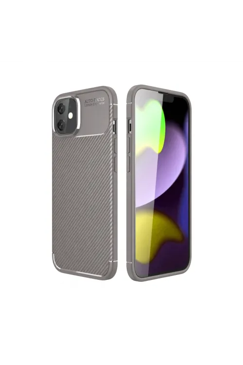 Apple İphone 11 Kılıf Auto Focus Karbon Kapak - Gri