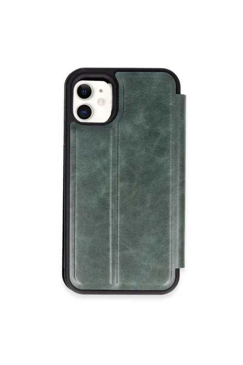 Apple İphone 11 Kılıf Flip Cover - Koyu Yeşil