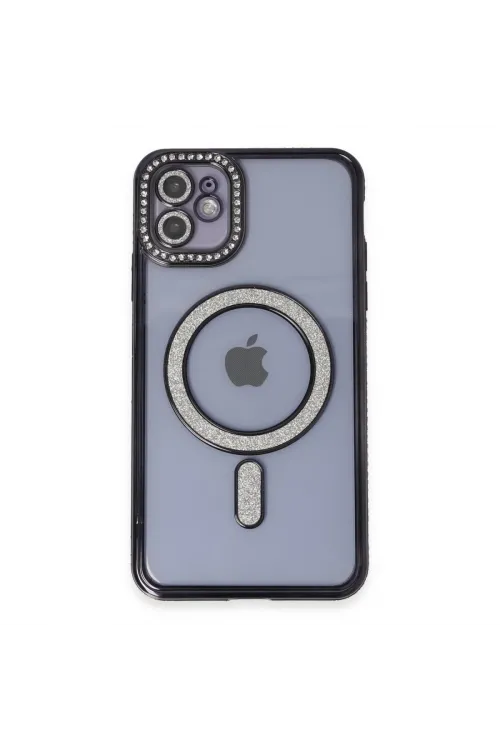 Apple İphone 11 Kılıf Joke Simli Magneticsafe Kılıf - Siyah