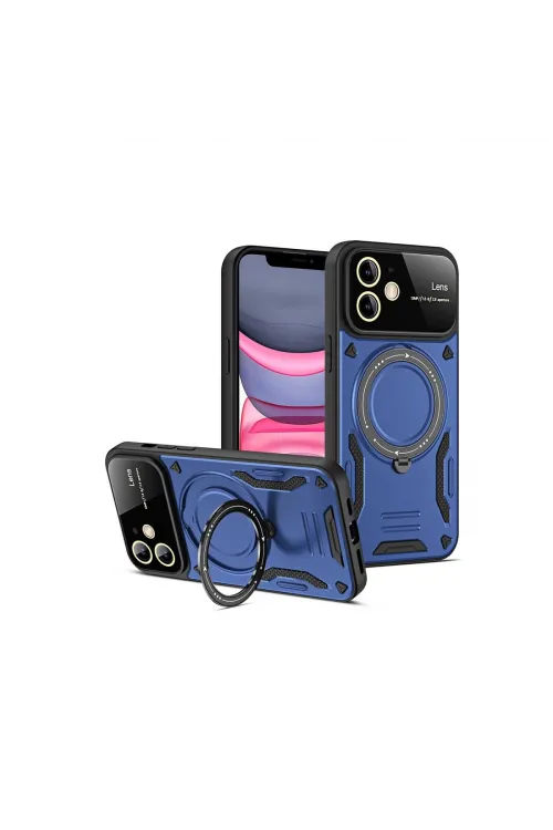Apple İphone 11 Kılıf Joy Lens Standlı Kapak - Lacivert
