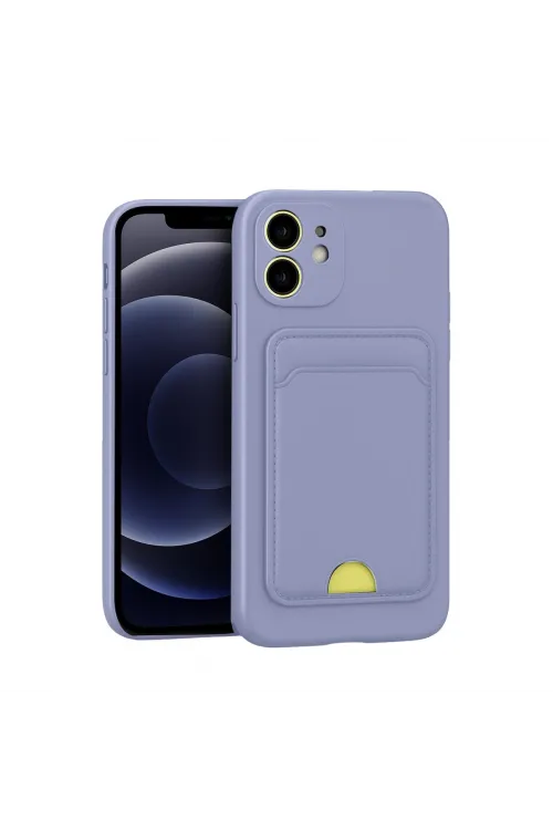 Apple İphone 11 Kılıf Kelvin Kartvizitli Silikon - Lila