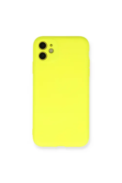 Apple İphone 11 Kılıf Nano İçi Kadife Silikon - Sarı