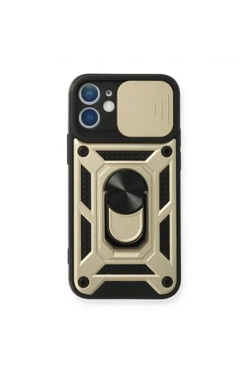 Apple İphone 11 Kılıf Pars Lens Yüzüklü Silikon - Gold