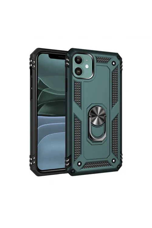 Apple İphone 11 Kılıf Sofya Yüzüklü Silikon Kapak - Yeşil
