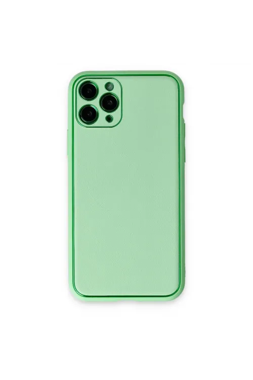 Apple İphone 11 Pro Kılıf Coco Deri Silikon Kapak - Açık Yeşil