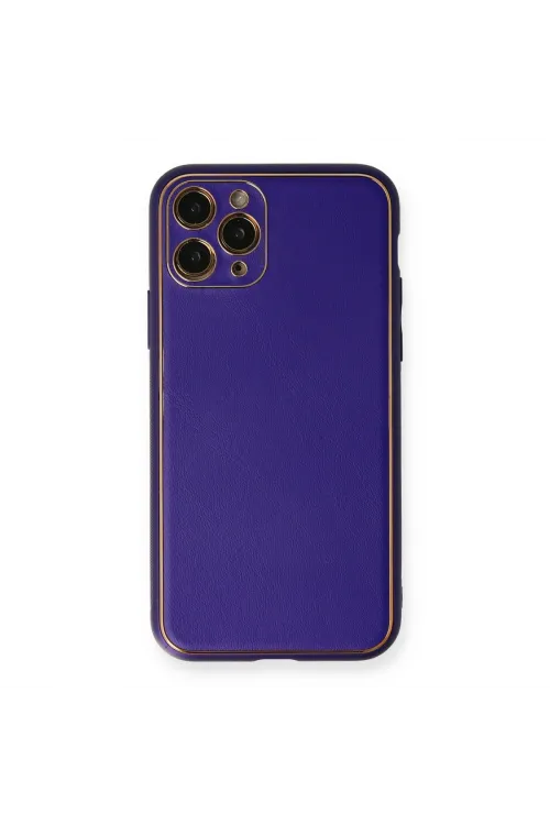 Apple İphone 11 Pro Kılıf Coco Deri Silikon Kapak - Mor