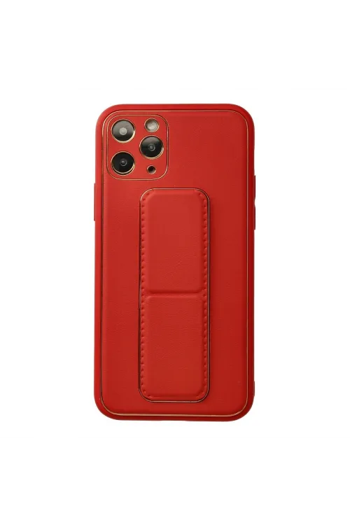 Apple İphone 11 Pro Kılıf Coco Deri Standlı Kapak - Kırmızı
