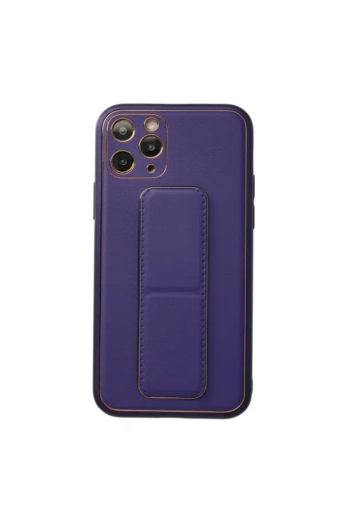 Apple İphone 11 Pro Kılıf Coco Deri Standlı Kapak - Mor