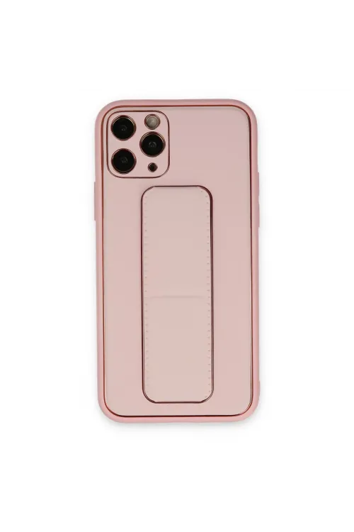 Apple İphone 11 Pro Kılıf Coco Deri Standlı Kapak - Pembe