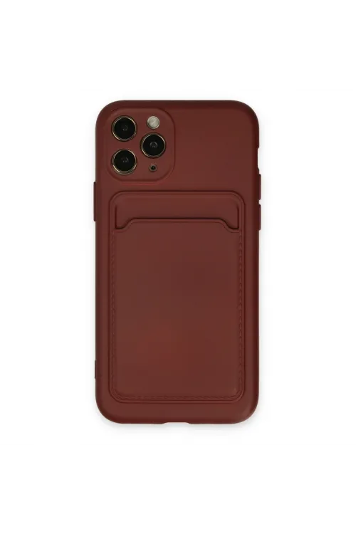 Apple İphone 11 Pro Kılıf Kelvin Kartvizitli Silikon - Bordo