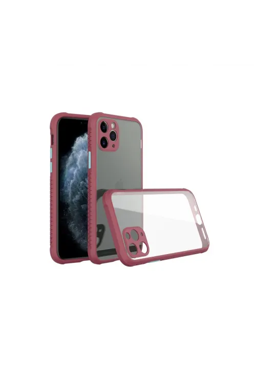 Apple İphone 11 Pro Kılıf Miami Şeffaf Silikon - Fuşya
