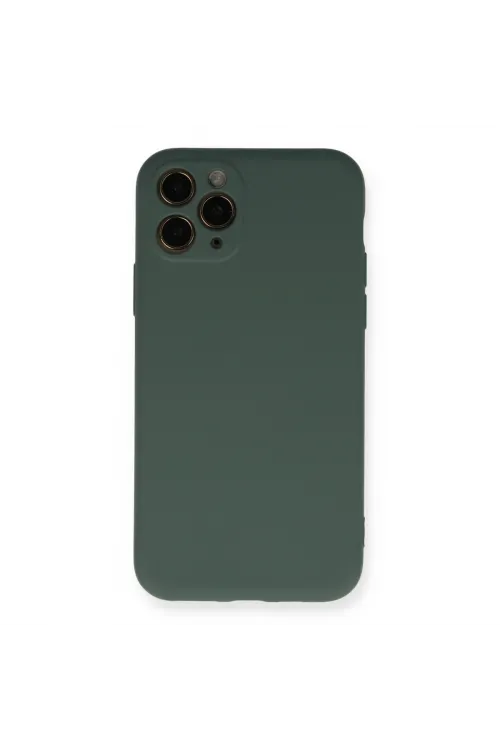Apple İphone 11 Pro Kılıf Nano İçi Kadife Silikon - Koyu Yeşil