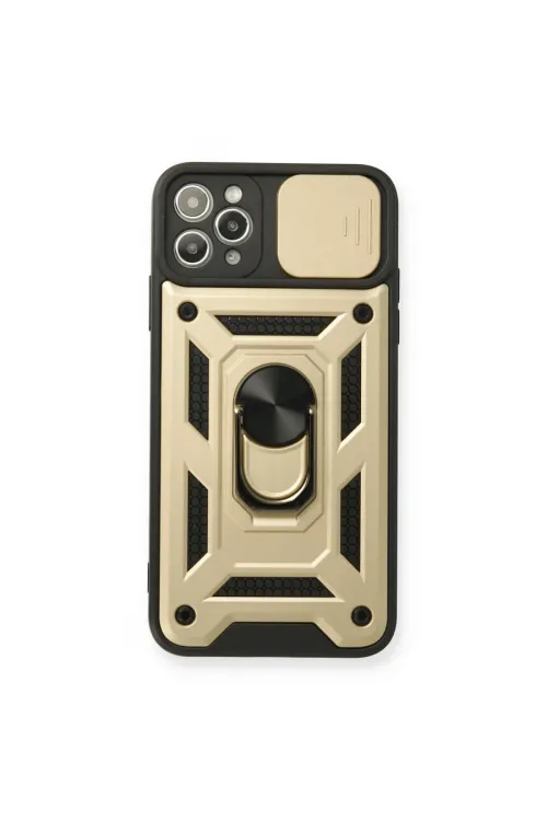 Apple İphone 11 Pro Kılıf Pars Lens Yüzüklü Silikon - Gold