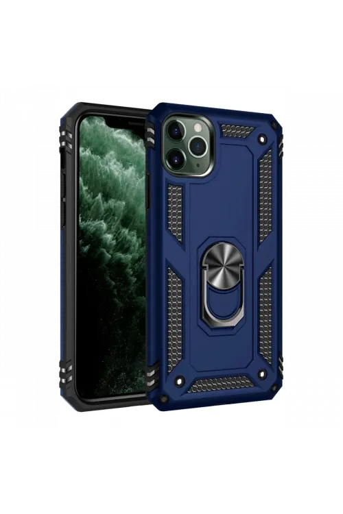 Apple iPhone 11 Pro Kılıf Sofya Yüzüklü Silikon Kapak - Lacivert